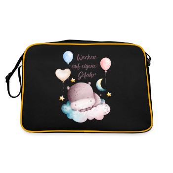 Bébé hippopotame aquarelle réveillez-vous à vos risques et périls - Sac Retro - noir/or - Dos