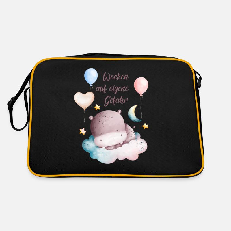 Bébé hippopotame aquarelle réveillez-vous à vos risques et périls Sac Retro