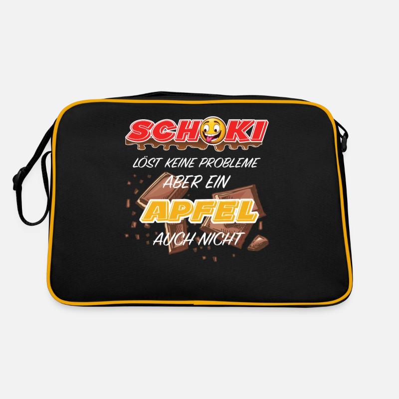 Schoki löst keine Probleme - Schokolade Spruch Retro Tasche