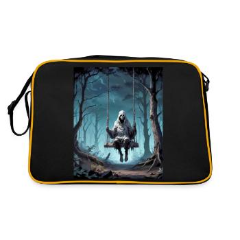 Böser Geist, der in einem dunklen Waldmonster schwingt, dunkel - Retro Tasche - Schwarz/Gold - Hinten