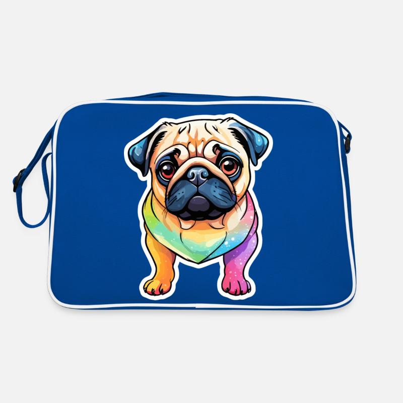 Mops Wasserfarben Retro Tasche