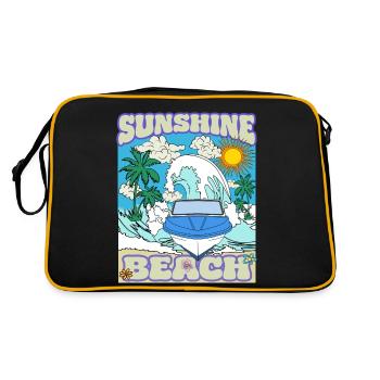 Retro Beach Holiday Palm Trees Sea Cult Boat GDR Ossi - Retro Bag - black/gold - Back