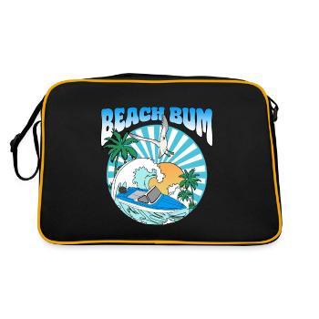 Beach Bum - Bateau Palmiers Mer Mouette Coucher de soleil - Sac Retro - noir/or - Dos