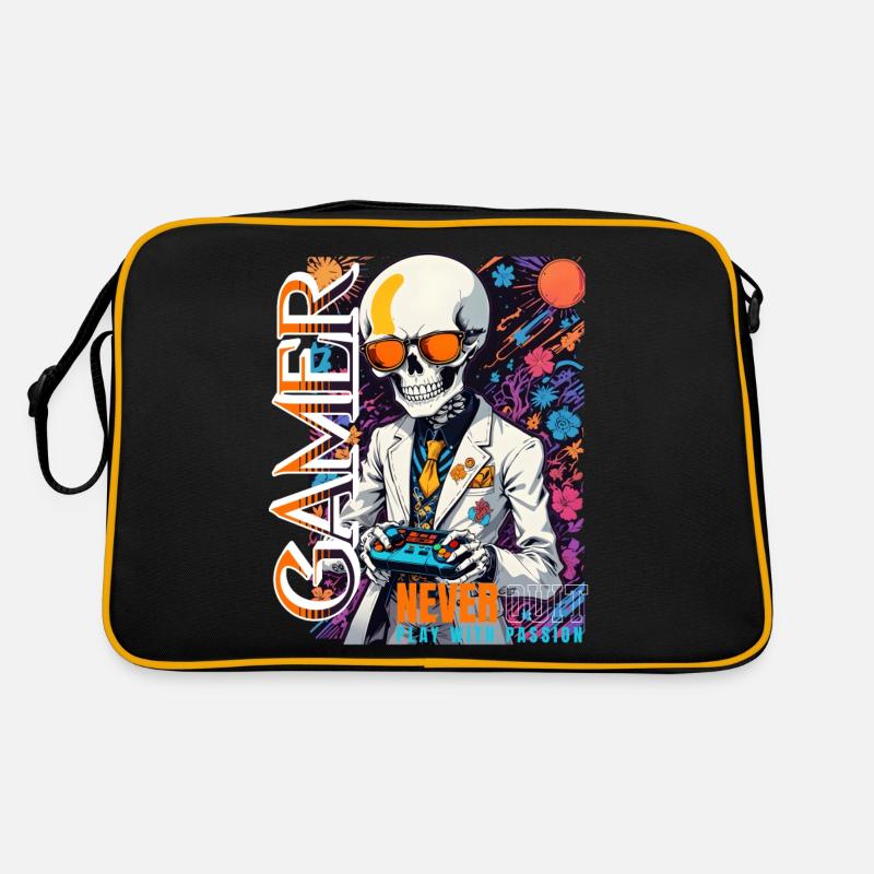 Retro Gamer Skeleton with Controller Console Games Retro Bag