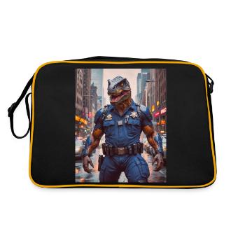 Dinos leben Heute Polizist in einer Großstadt - Retro Tasche - Schwarz/Gold - Hinten