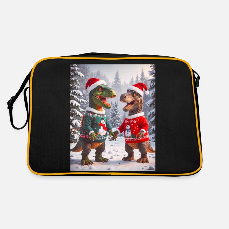Dinosaurier hässlicher Weihnachtspullover Winter Weihnachten - Retro Tasche - Schwarz/Gold