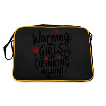 Warning Girls Drinking Again Typography - Retro Bag - black/gold - Back
