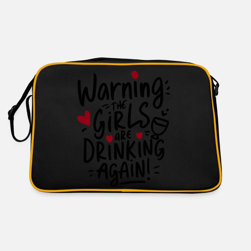 Warning Girls Drinking Again Typography Retro Bag