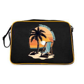 Tropical Nights Palme Strand Sonne Meer Vintage - Retro Tasche - Schwarz/Gold - Hinten