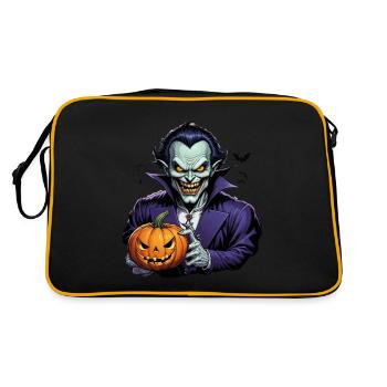 Halloween - Vampire Bloodsucker Horror with Pumpkin - Retro Bag - black/gold - Back