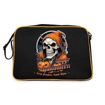 Crâne d’Halloween avec citrouilles et capuchon - Sac Retro - noir/or - Dos