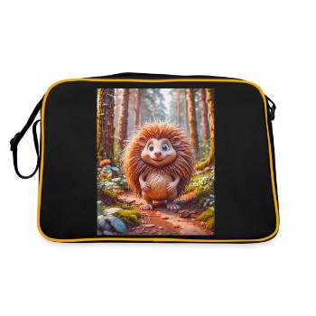 super cute Australian long nose echidna - Retro Bag - black/gold - Back