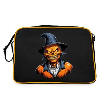 Halloween Pumpkin Head with Witch Hat - Retro Bag - black/gold - Back