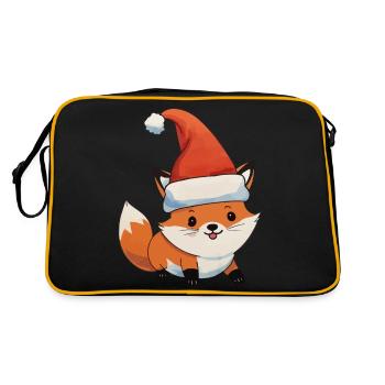 Fuchs Weihnachten Wasserfarben - Retro Tasche - Schwarz/Gold - Hinten
