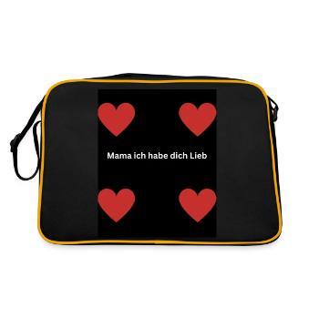 Mama ich habe dich Lieb - Retro Tasche - Schwarz/Gold - Hinten