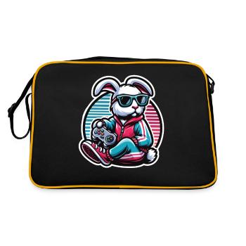 Casual gamer bunny with controller - Retro Bag - black/gold - Back
