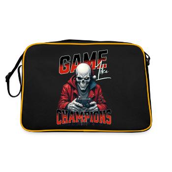 Game Like Champions Mit Totenkopf und Controller - Retro Tasche - Schwarz/Gold - Hinten