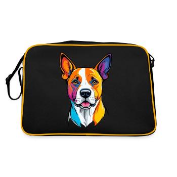 Hund mit Bundes Gesicht - Retro Tasche - Schwarz/Gold - Hinten