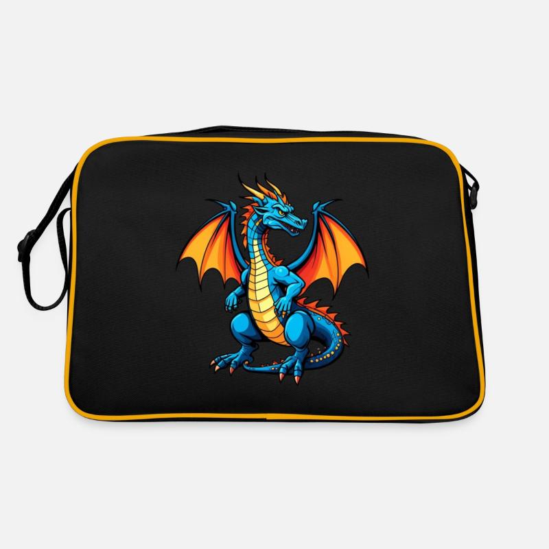Blauer Dragon - Retro Tasche - Schwarz/Gold