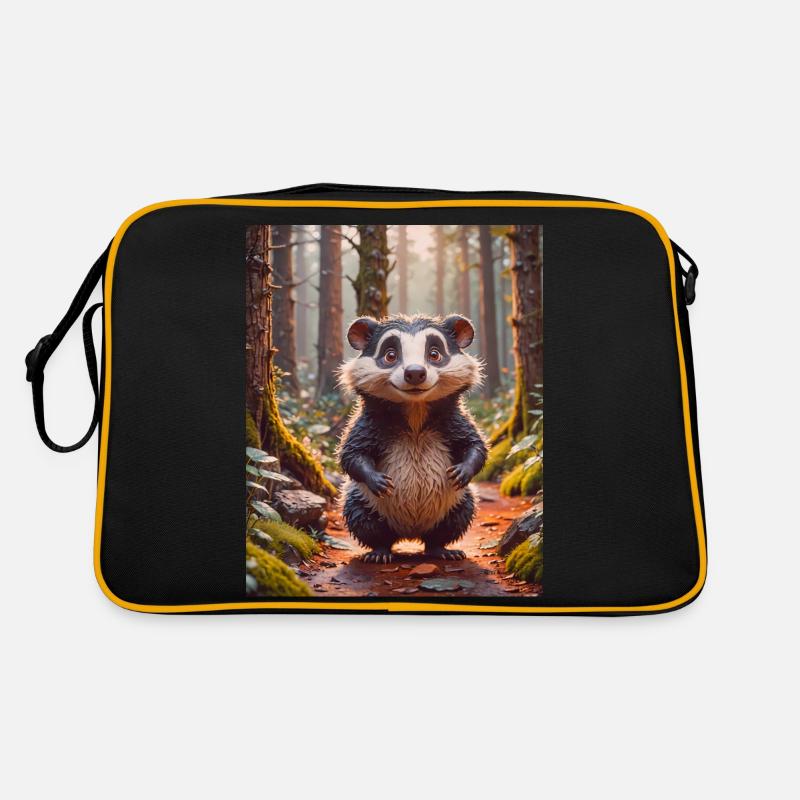 super cute animals in a forest – badger Retro Bag