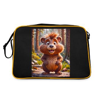 Animaux super mignons dans une forêt – Castor - Sac Retro - noir/or - Dos