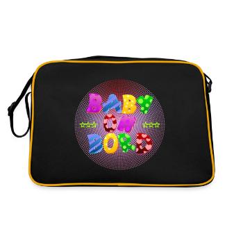 Baby Eltern Kind Geschenk Sprüche Geburt Mama Papa - Retro Tasche - Schwarz/Gold - Hinten