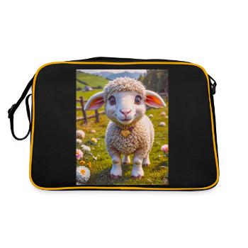 Animaux super mignons dans une ferme – moutons - Sac Retro - noir/or - Dos