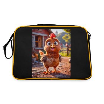 Animaux super mignons dans une forêt – Poulet - Sac Retro - noir/or - Dos