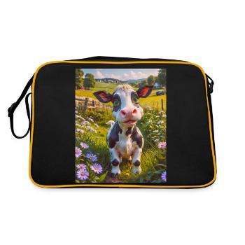 Animaux super mignons dans une ferme – vache - Sac Retro - noir/or - Dos