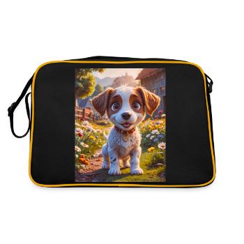 Animaux super mignons dans une ferme – chien - Sac Retro - noir/or - Dos