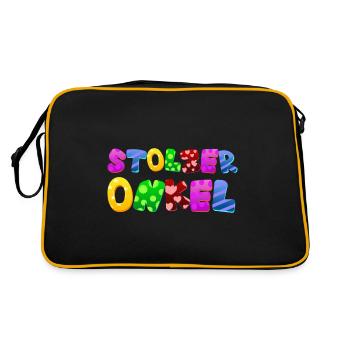 Baby Eltern Kind Geschenk Onkel Geburt Mama Papa - Retro Tasche - Schwarz/Gold - Hinten