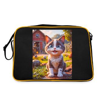 Animaux super mignons dans une ferme – chat - Sac Retro - noir/or - Dos