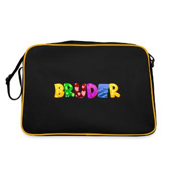 Baby Eltern Kind Geschenk Bruder Geburt Mama Papa - Retro Tasche - Schwarz/Gold - Hinten