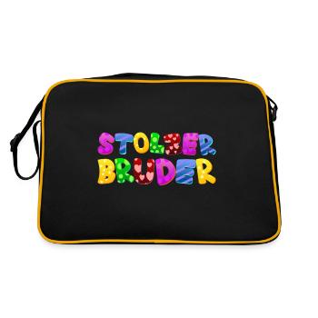Baby Eltern Kind Geschenk Bruder Geburt Mama Papa - Retro Tasche - Schwarz/Gold - Hinten