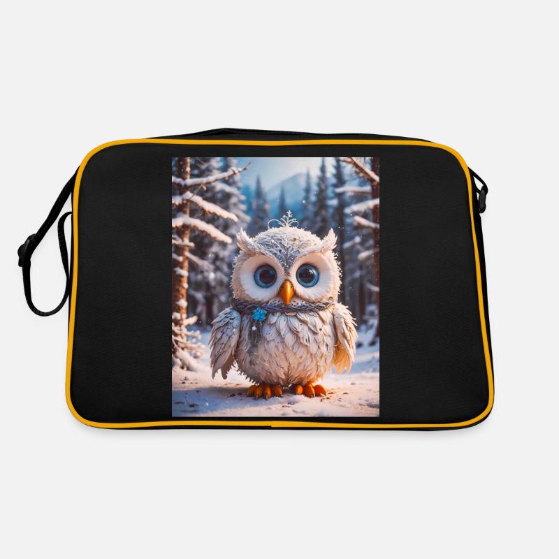 super cute animals in a forest – snow owl Retro Bag