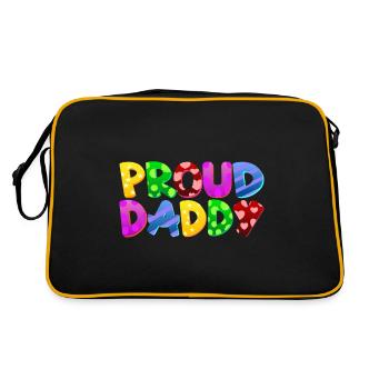 Baby Eltern Kind Geschenk Sprüche Geburt Mama Papa - Retro Tasche - Schwarz/Gold - Hinten