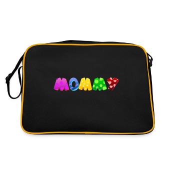 Baby Eltern Kind Geschenk Sprüche Geburt Mama Papa - Retro Tasche - Schwarz/Gold - Hinten