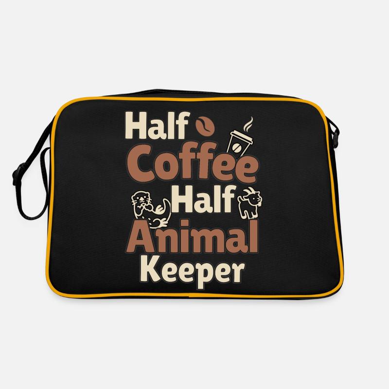 Lustiger Tierpfleger Spruch - Kaffee und Tier - Retro Tasche - Schwarz/Gold