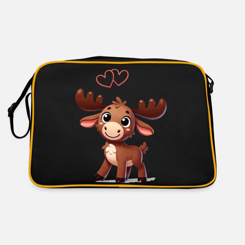 elch comic love - Retro Tasche - Schwarz/Gold