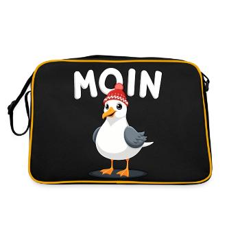 Moin Möwe - Retro Tasche - Schwarz/Gold - Hinten
