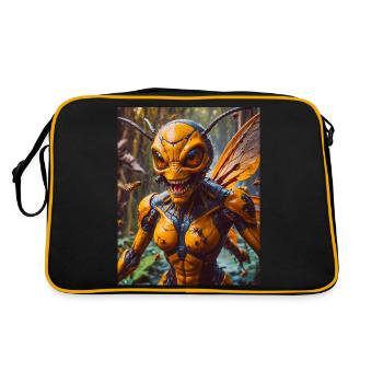 mutant monster half men half insect dark horror - Retro Bag - black/gold - Back