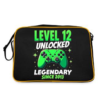 Level 12 Geburtstag Junge Gamer 12er Geburtstag - Retro Tasche - Schwarz/Gold - Hinten