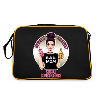 Bad Mom - Rebell gegen gesellschaftlichen Zwang - Retro Tasche - Schwarz/Gold - Hinten