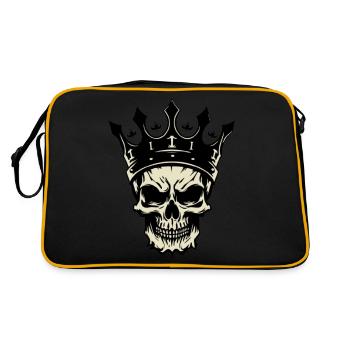 Königlicher Schädel, Schädel in Krone - Retro Tasche - Schwarz/Gold - Hinten