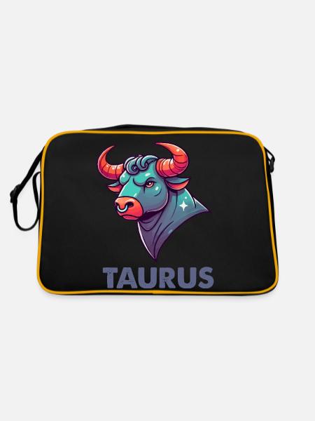 stier cartoon - Retro Tasche - Schwarz/Gold - Hinten