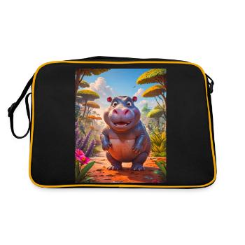 animaux africains super mignons – Hippopotame - Sac Retro - noir/or - Dos