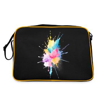 Abstract Watercolor Splash - Retro Tasche - Schwarz/Gold - Hinten