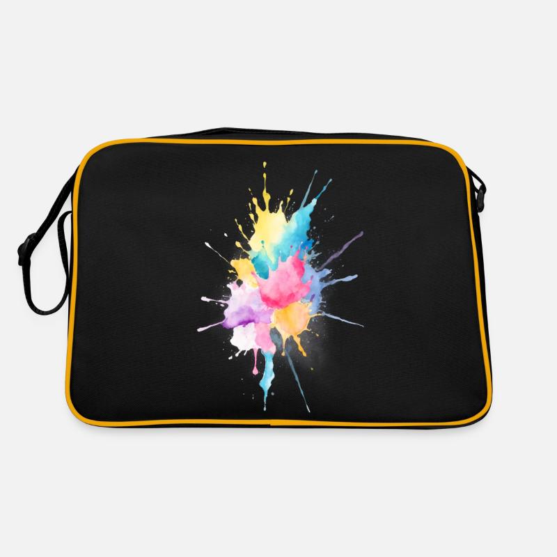 Abstract Watercolor Splash - Retro Bag - black/gold