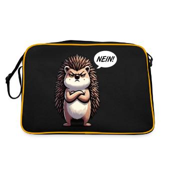 Nein Igel Igelliebhaber Igelbesitzer Igelhalter - Retro Tasche - Schwarz/Gold - Hinten