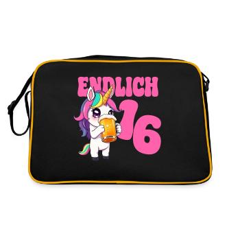 Beer Unicorn Finally 16 Years Birthday Alcohol - Retro Bag - black/gold - Back